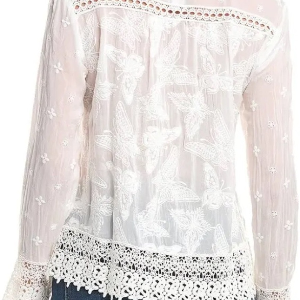 Johnny Was Yonah White Floral Lace Butterfly Jacket/Blouse NWT - Picture 3 of 10